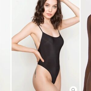 Only Hearts Second Skins Low Back Thong Black Bodysuit Size Medium NWT